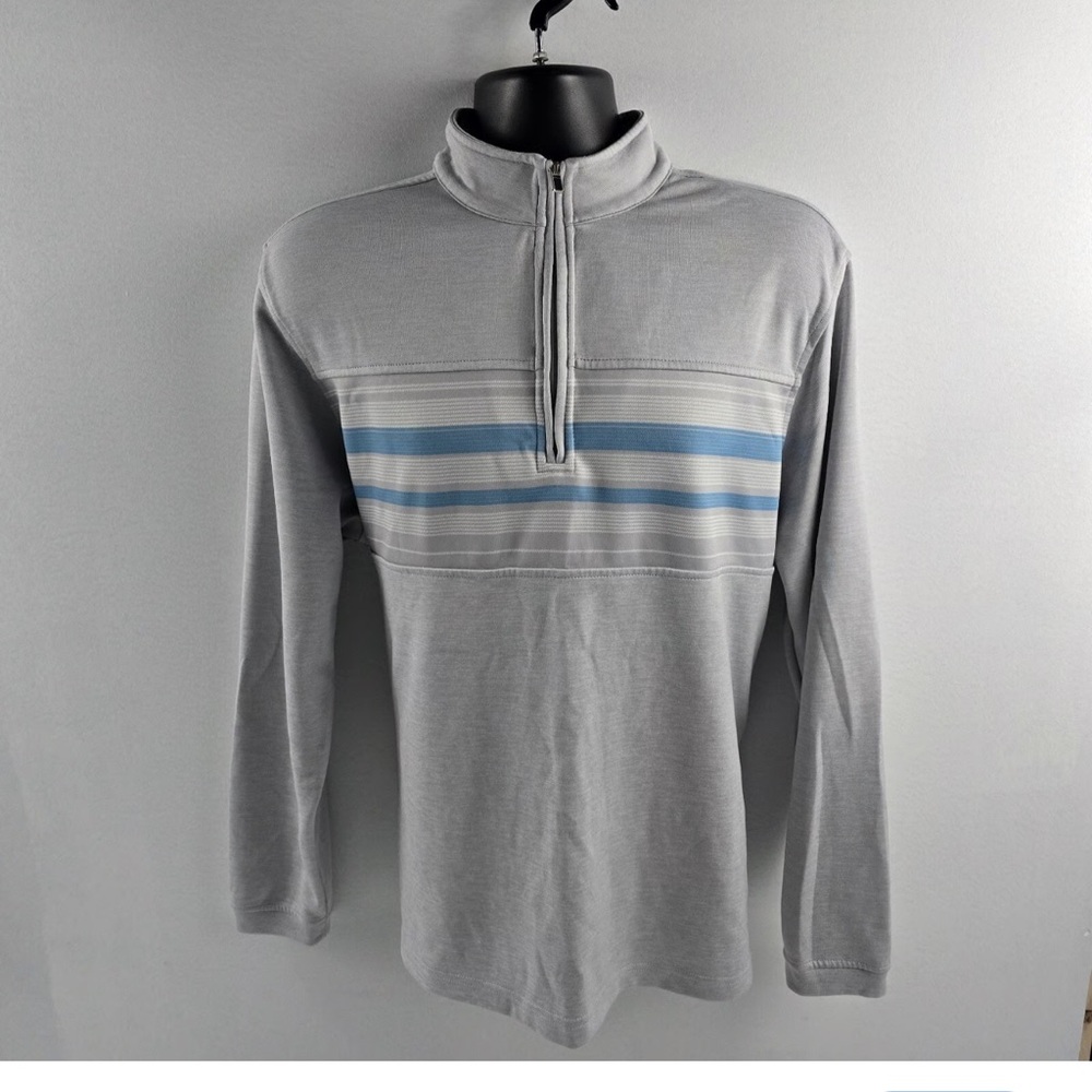 Pebble Beach Dry Luxe performance quarter zip sweater Sz M Gray/Blue Price Firm!